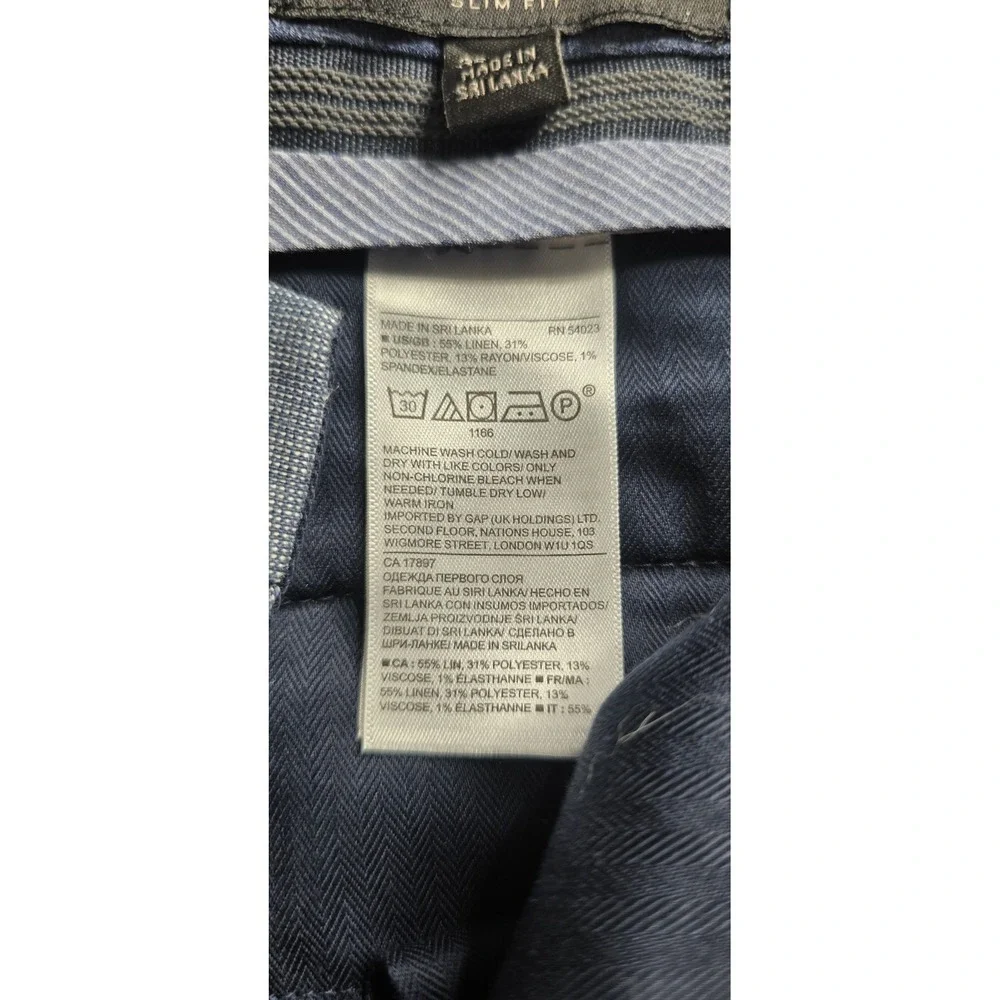 NWT Banana Republic Pants Mens 35x32 Navy Blue Slim Fit Performance Linen City
